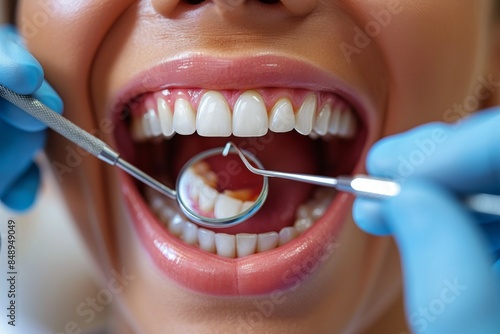 Close Up Of A Patients Open Mouth During A Dental Examination