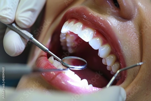 Close Up Of A Patients Open Mouth During A Dental Examination