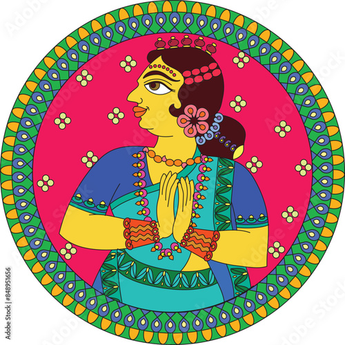 Ganjifa old tradition of playing cards. Ganjifa drawings are a folk art form from India, Maharashtra. Drawings are mostly of society, gods, and goddesses from Hindu mythology.