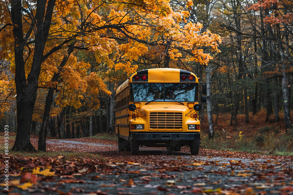 Obraz premium Iconic yellow school bus for transporting students