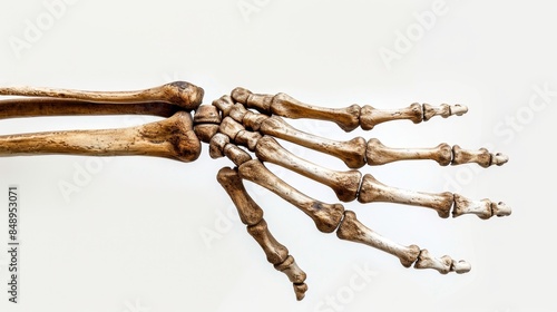  hand and finger bones palmar view with body contours 3D rendering illustration isolated on white with copy space.