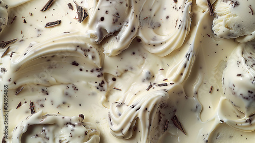 Obraz na płótnie In a tantalizing summer food close-up, the creamy texture of stracciatella ice cream gelato is captured from a top view w salonie
