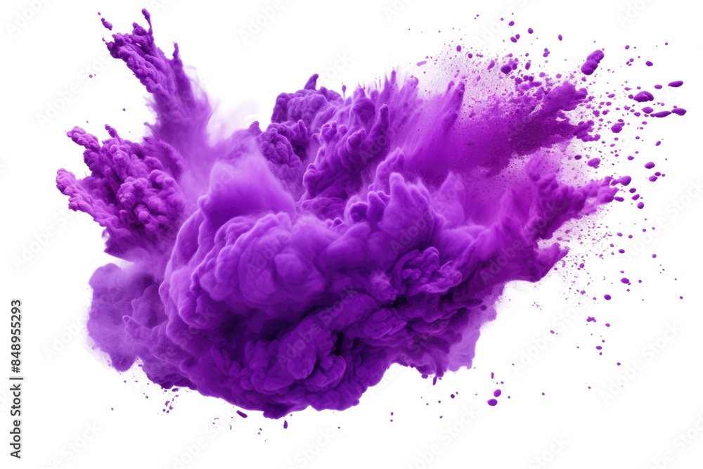 Fototapeta premium Ethereal Violet Mist Dancing in the Air on a Clear PNG or White Background.