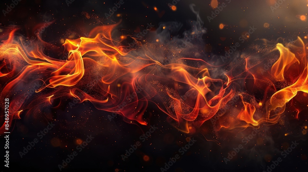 Flames dancing on a dark backdrop Flames dancing on a dark backdrop