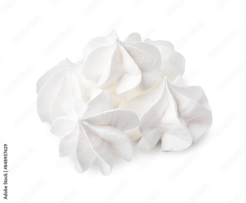 Many delicious meringue cookies isolated on white Many delicious meringue cookies isolated on white