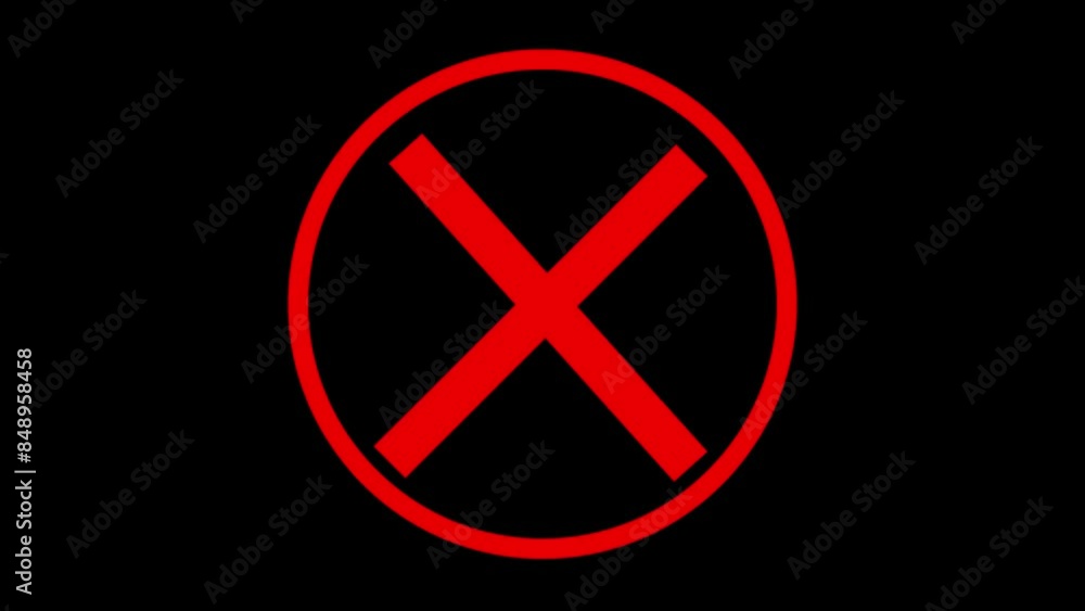 Red mark icon animation on black background. Red mark icon animation on black background.