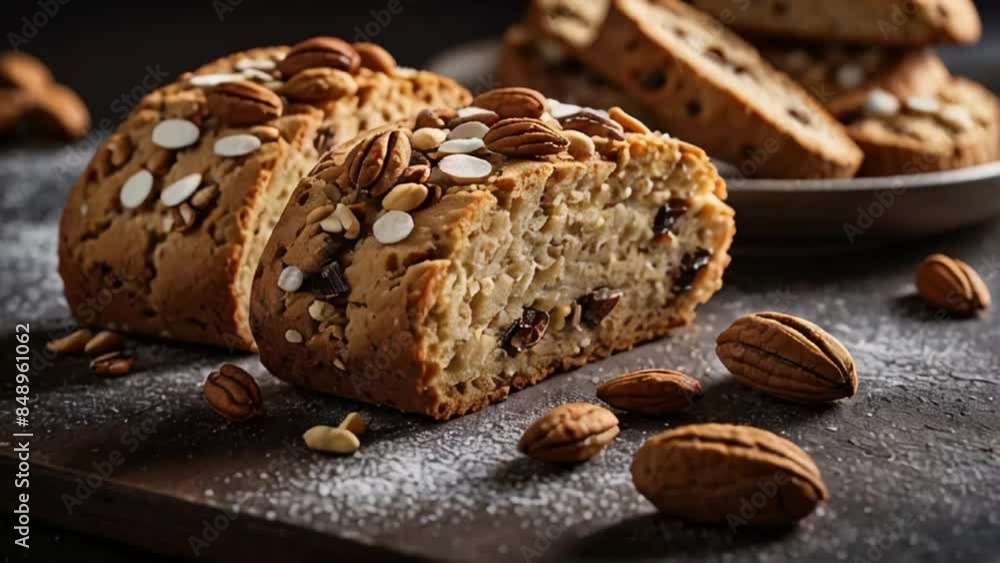 Appetizing biscotti with nuts, Italian food Appetizing biscotti with nuts, Italian food