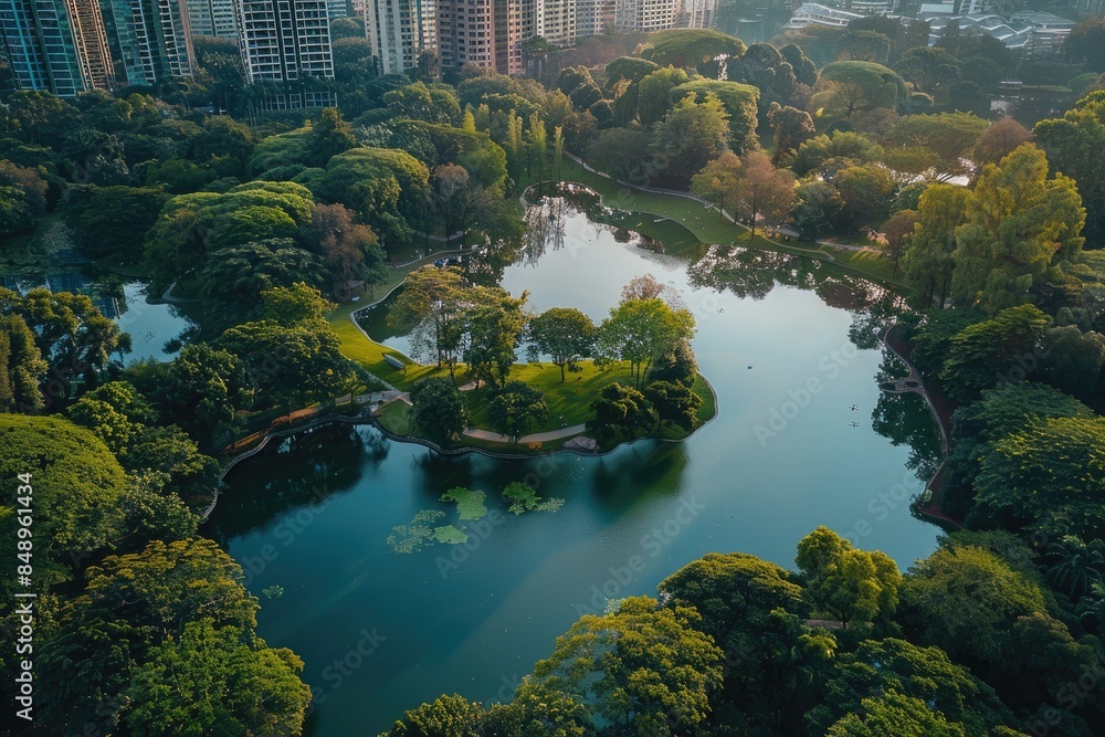 Aerial and Drone Photography captures a stunning coastal scene, showcasing vibrant greenery and clear blue waters