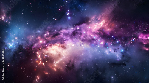 Beautiful colorful image of galaxy, nebula, stars and space. AI Generated