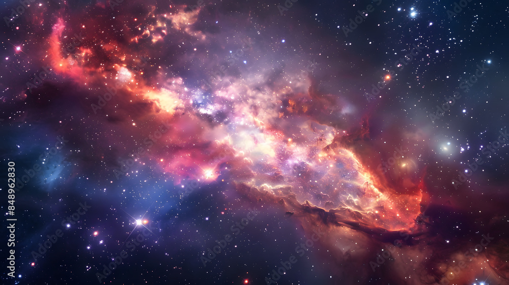 Beautiful colorful image of galaxy, nebula, stars and space. AI Generated Beautiful colorful image of galaxy, nebula, stars and space. AI Generated