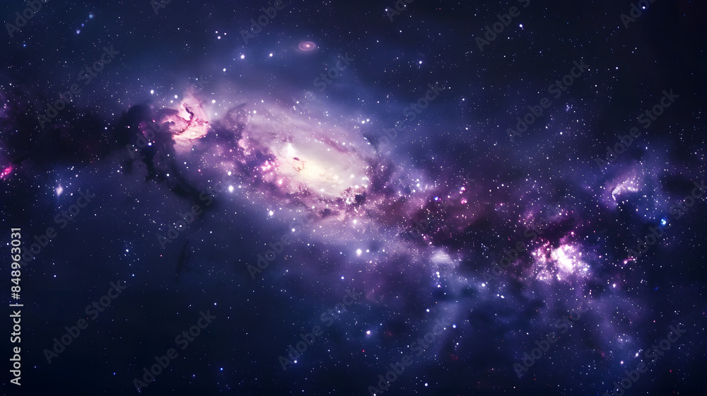 Fototapeta premium Beautiful colorful image of galaxy, nebula, stars and space. AI Generated