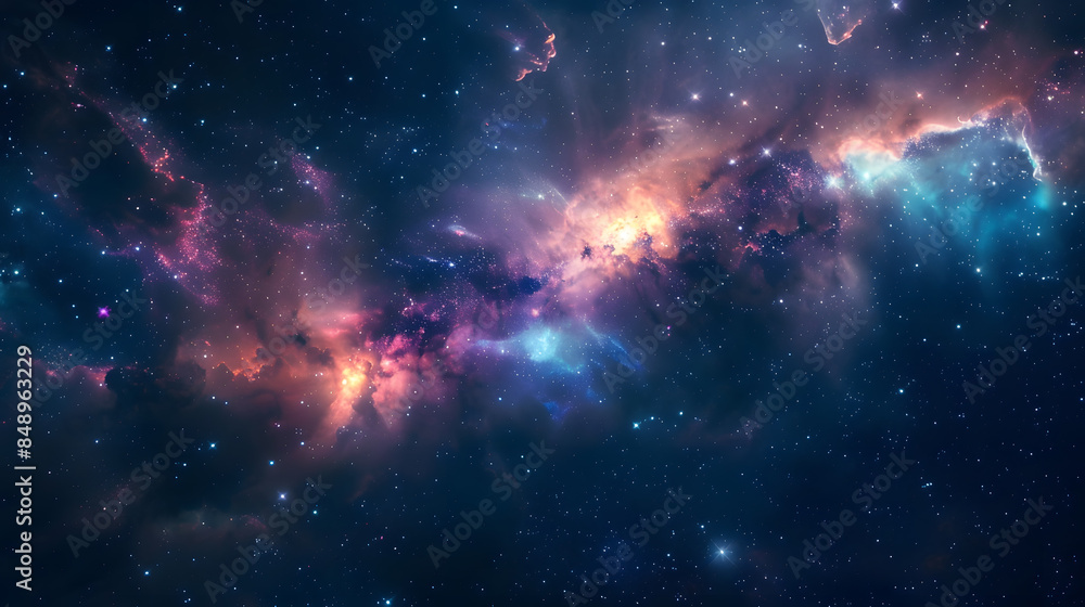Beautiful colorful image of galaxy, nebula, stars and space. AI Generated Beautiful colorful image of galaxy, nebula, stars and space. AI Generated