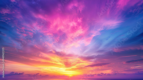 Amazing sunset sky with vibrant colors.