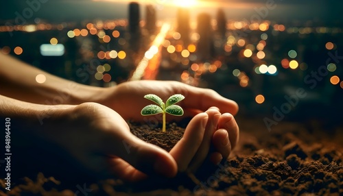 hand holding a plant