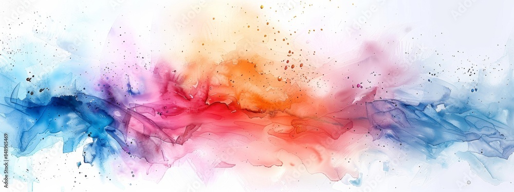 Obraz premium Watercolor splashes and brush strokes in a pastel palette.