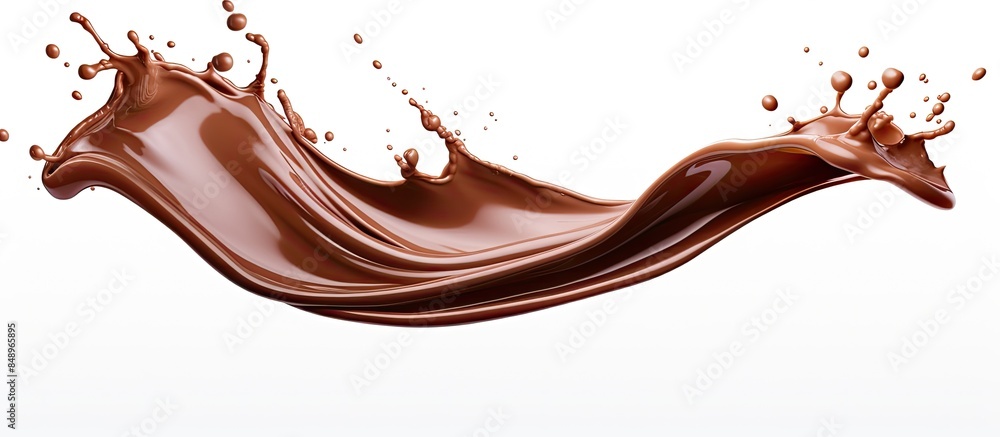 An image of a chocolate splash on a white background with a clipping path for copy space image