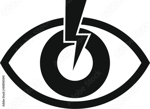 Black and white icon of an eye receiving an electric shock, representing the dangers of electricity