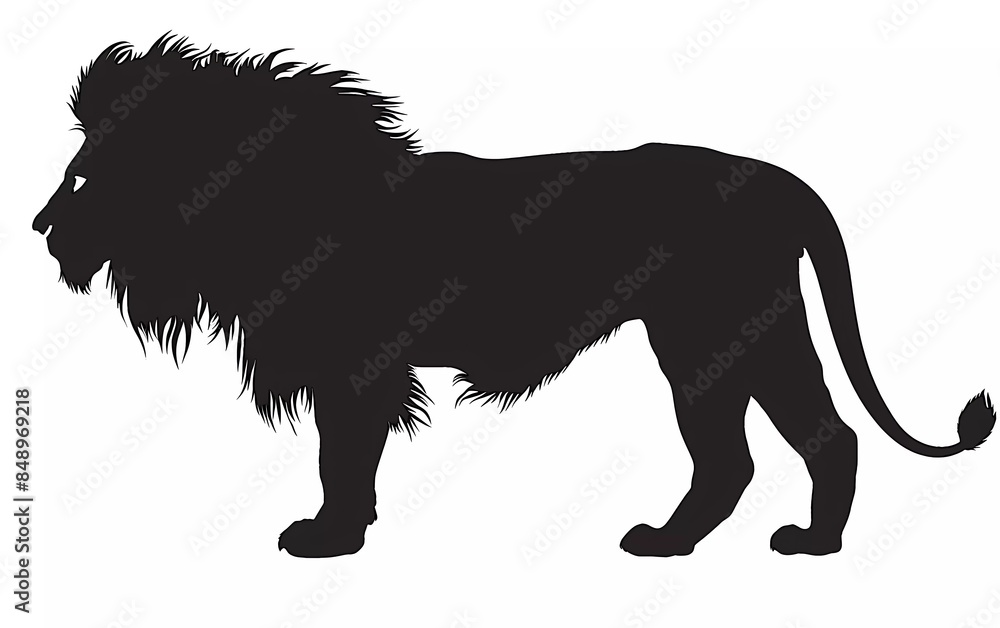 vector illustration of a male lion silhouette on a white background 