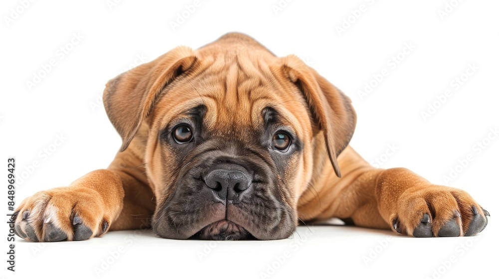 Bullmastiff young dog against a white backdrop Bullmastiff young dog against a white backdrop