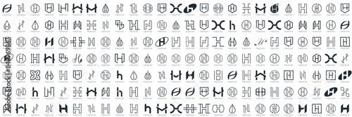 Mega logo collection, Abstract letter H logo design. icons for business