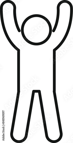 Line drawing of a person raising their arms in celebration