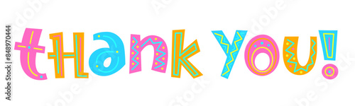 THANK YOU! colorful vector hand lettering banner