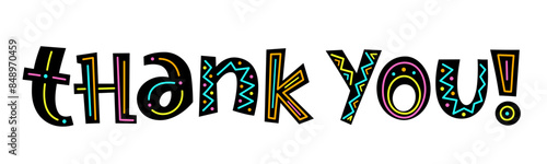 THANK YOU! colorful vector hand lettering banner