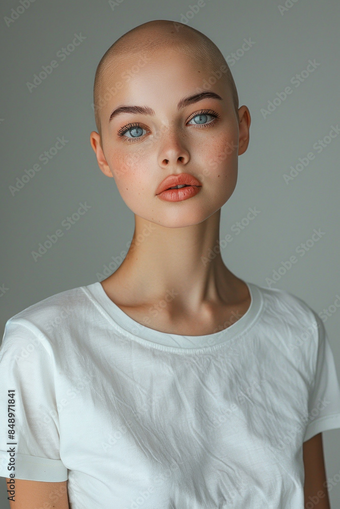 Sensual young woman with bald head. Pixie cut style, alternative girl, hair trends. Sensual young woman with bald head. Pixie cut style, alternative girl, hair trends.