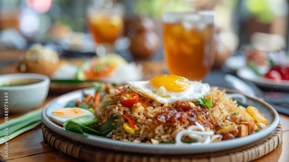 Delicious Indonesian fried rice dish with egg topping Delicious Indonesian fried rice dish with egg topping
