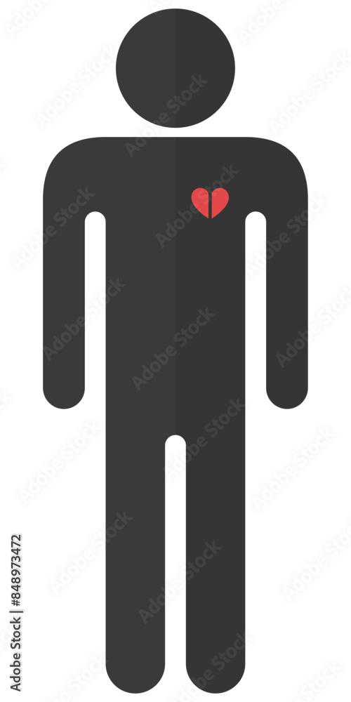 A man without love flat illustration isolated on white background. A man without love flat illustration isolated on white background.