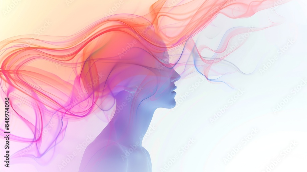 side face and aura with a glowing effect abstract on white background. meditation concept for designer side face and aura with a glowing effect abstract on white background. meditation concept for designer