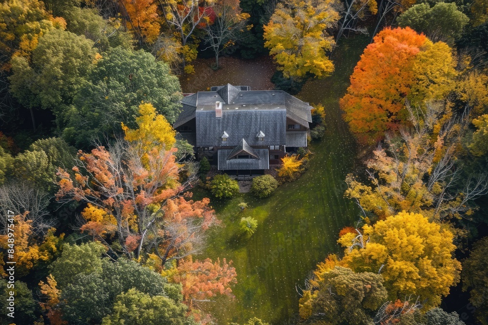 Aerial and Drone Photography luxurious residential property, featuring a well-maintained house with a pool and landscaped garden Aerial and Drone Photography luxurious residential property, featuring a well-maintained house with a pool and landscaped garden