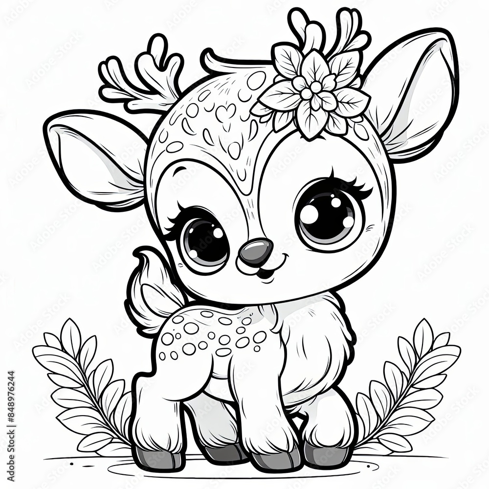 cute baby deer cartoon , coloring page Generative AI
cute baby deer cartoon , coloring page Generative AI