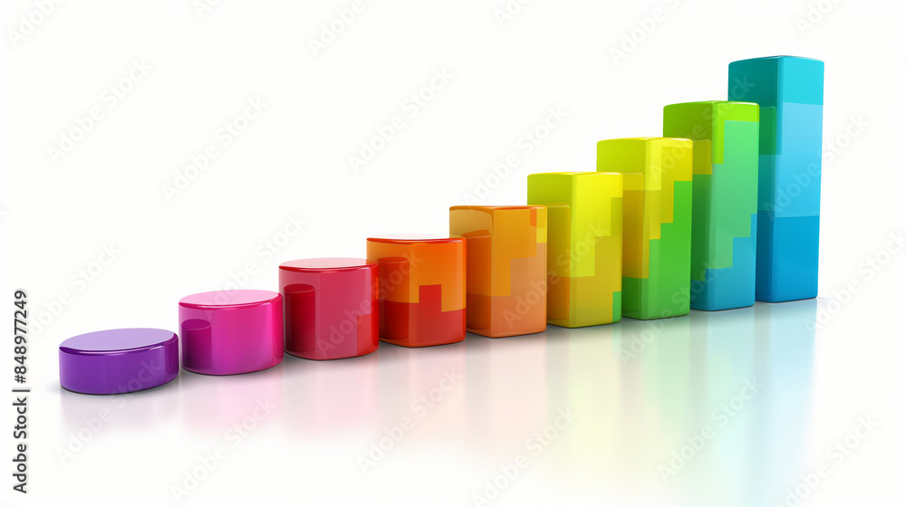 Colorful 3D bar graph representing data analysis, growth, and business progress, ideal for financial and marketing presentations. Colorful 3D bar graph representing data analysis, growth, and business progress, ideal for financial and marketing presentations.