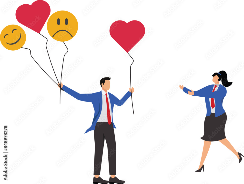 Customer feedback, review or service satisfaction, giving rating, opinion or review evaluation, user experience, ranking or quality rating concept, customer holding feedback balloons giving hear Customer feedback, review or service satisfaction, giving rating, opinion or review evaluation, user experience, ranking or quality rating concept, customer holding feedback balloons giving hear
