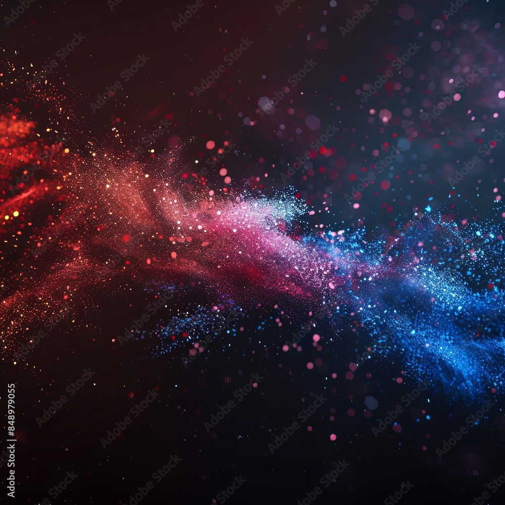 Obraz premium Explosive Red and Blue Fireworks Display Night Sky