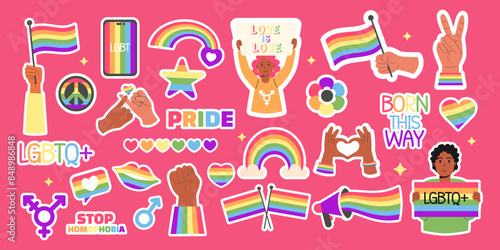 Lgbt stickers collection pride month