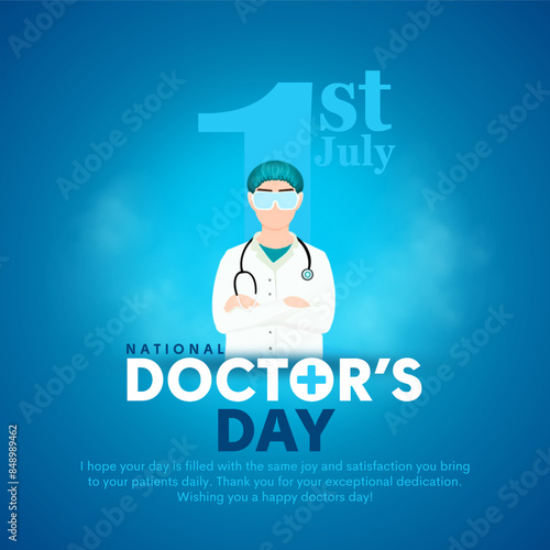 1st July celebrate as Happy national Doctor's Day. Vector illustration design.