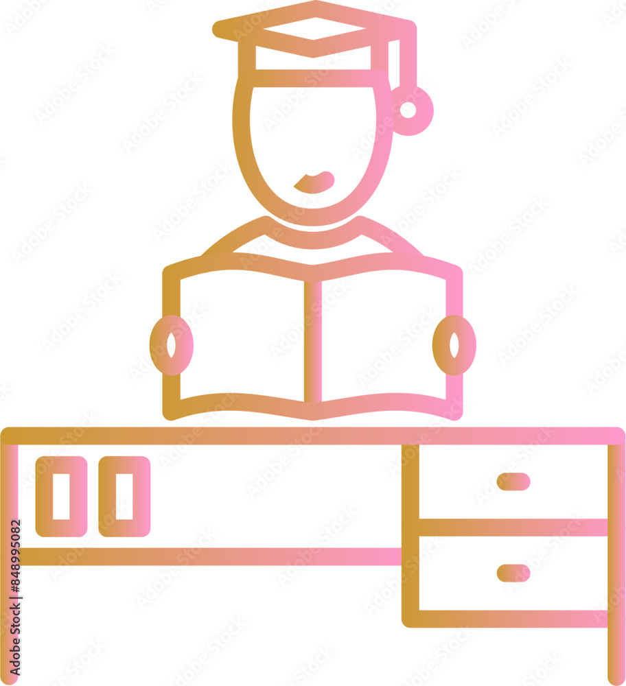 Studying on Desk II Vector Icon Studying on Desk II Vector Icon
