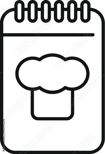 Notepad showing chef hat icon representing culinary recipes for restaurant menu planning