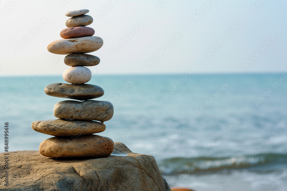 Experience the concept of harmony and balance with zen rocks arranged in the form of scales against the backdrop of the sea. A tranquil and meditative image.
Experience the concept of harmony and balance with zen rocks arranged in the form of scales against the backdrop of the sea. A tranquil and meditative image.