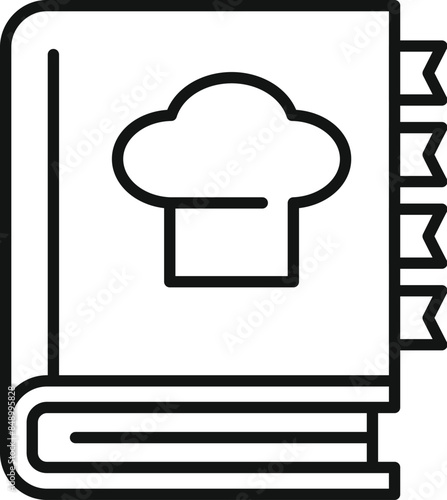 Simple icon of a cookbook, symbolizing culinary arts, recipes, and the joy of cooking