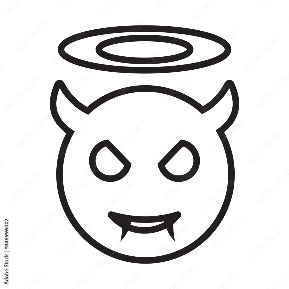 Devil Emoji, Evil emoji vector Icon, alien, silhouette with stroke line. Evil and Devil icon, silhouette, vector. Zombie, Halloween head. Vector illustration. Devil Emoji, Evil emoji vector Icon, alien, silhouette with stroke line. Evil and Devil icon, silhouette, vector. Zombie, Halloween head. Vector illustration.