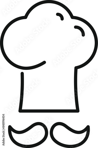 Line art illustration of a chef's toque hat with a mustache symbolizing culinary experience and professionalism