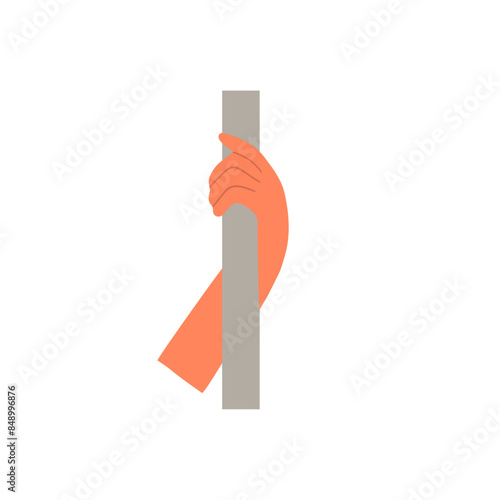 Pole dance concept. Basic one-handed Twisted Grip. Single element for design, clipart. Pylon dance club. Sports, a girl on a pole. Vector illustration
