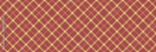 Oriental tartan check texture, summer vector fabric pattern. Cross background textile seamless plaid in red and amber colors.