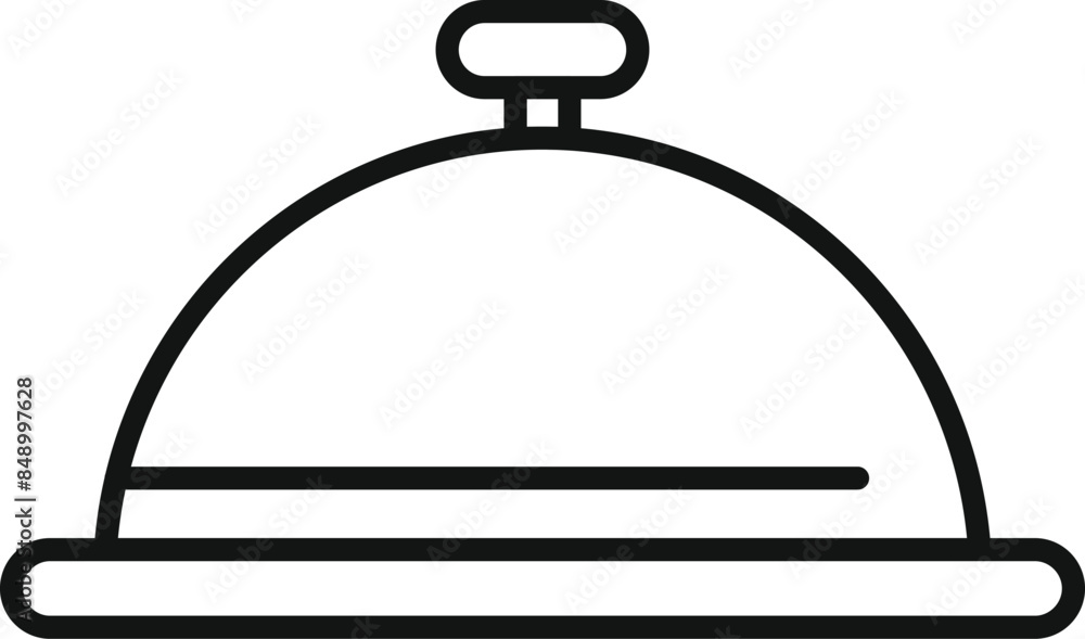 Simple black and white drawing of a restaurant cloche keeping food warm Simple black and white drawing of a restaurant cloche keeping food warm