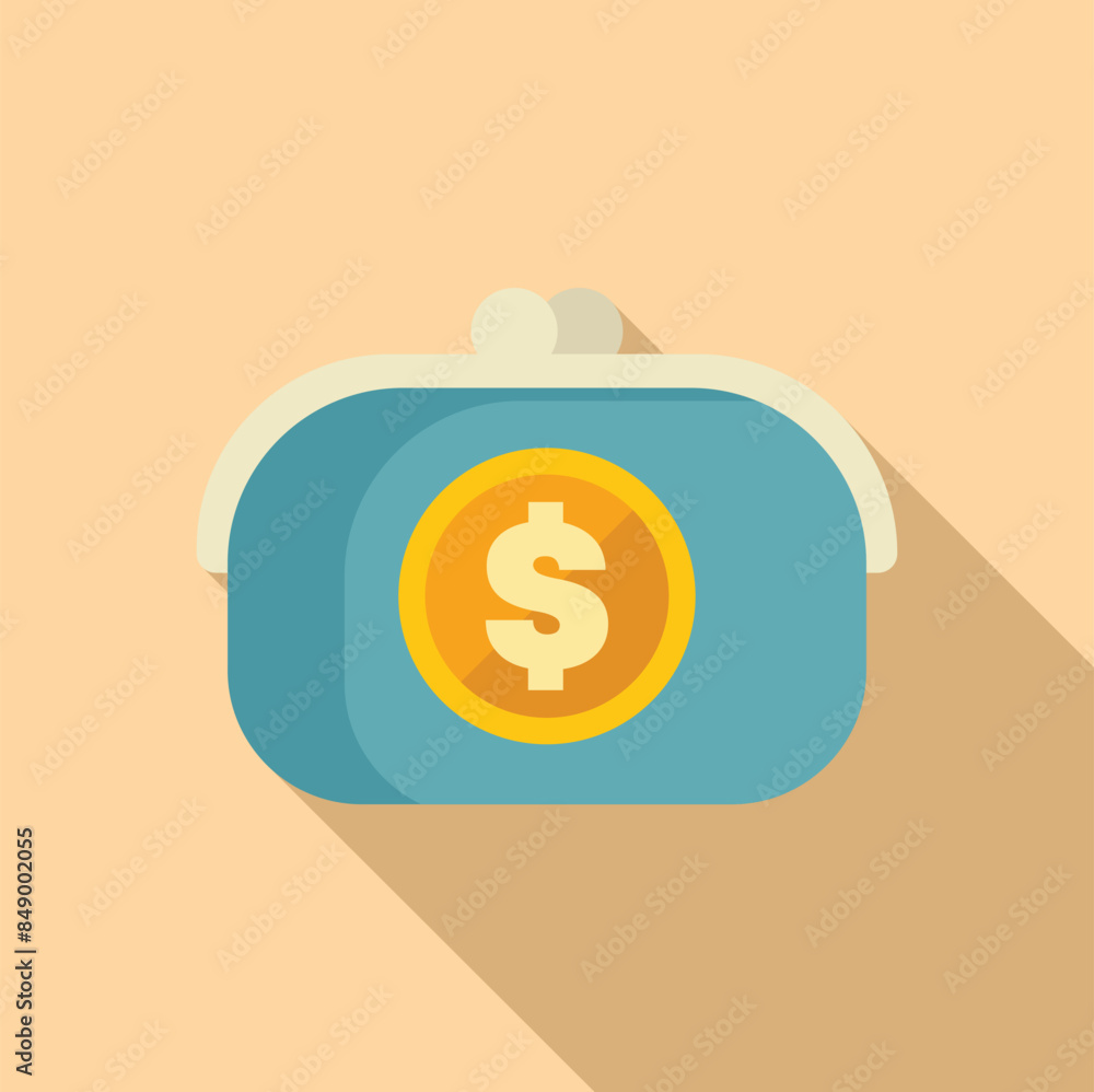 Blue wallet holding a large gold coin with dollar sign, concept for savings, finance, and wealth Blue wallet holding a large gold coin with dollar sign, concept for savings, finance, and wealth