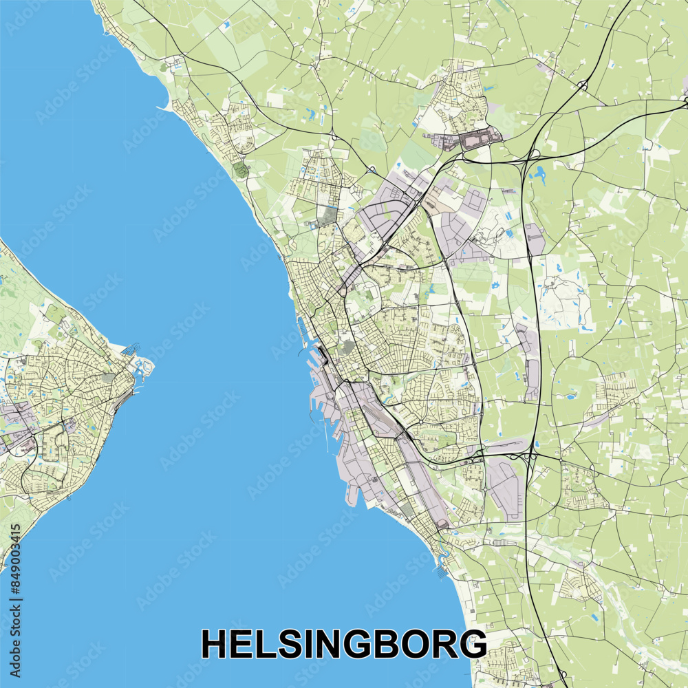 Fototapeta premium Helsingborg, Sweden map poster art