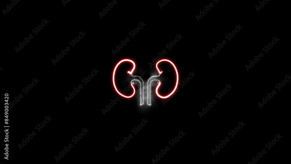 Human kidney icon isolated on a black background. Neon human kidneys icon. Urinary system part symbol. Medicine icons. Human kidney icon isolated on a black background. Neon human kidneys icon. Urinary system part symbol. Medicine icons.